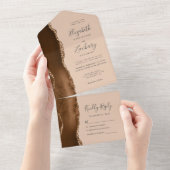 Invitation Tout En Un Mocha Brown Or Agate Tan Mariage (Déchirure)