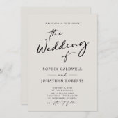 Invitation Tout en un modèle moderne Mariage de calligraphie (Devant / Derrière)