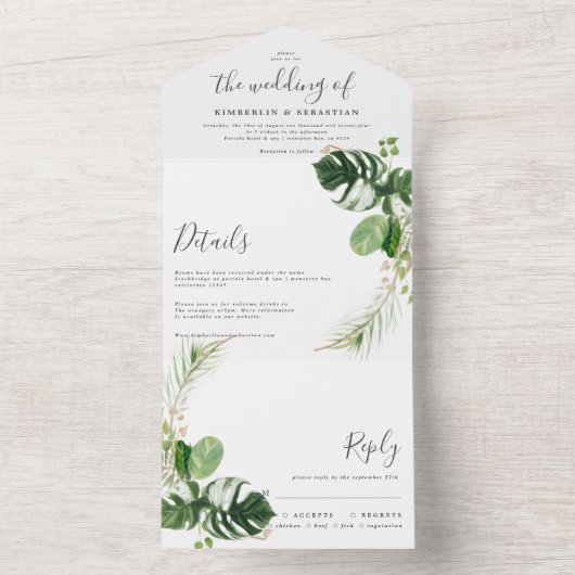 Invitation Tout En Un Modern and elegant tropical frame (À l'intérieur)