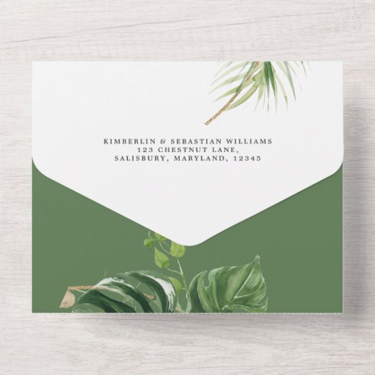 Invitation Tout En Un Modern and elegant tropical frame (Verso)
