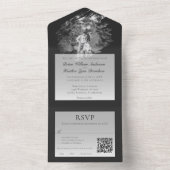 Invitation Tout En Un Modern Brushstroke Photo Wedding | Soft Black (À l'intérieur)