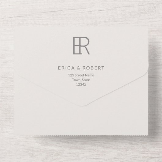 Invitation Tout En Un Modern Minimal Interlocking Monogram (Verso)