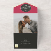 Invitation Tout En Un Modern Pink Black Photo Wedding (Dehors)