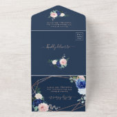 Invitation Tout En Un Modern Rustic Geometric Navy Blue Wedding Invitati (Dehors)