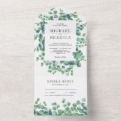 Invitation Tout En Un Modern Rustic Greenery Eucalyptus Leaves Wedding (À l'intérieur)