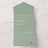 Invitation Tout En Un Modern Sage Green Simple QR Code Wedding (À l'intérieur)