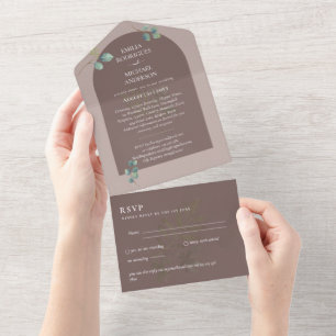 Invitation Tout En Un Moderne 3in1 Verdure Eucalyptus Mariage RSVP
