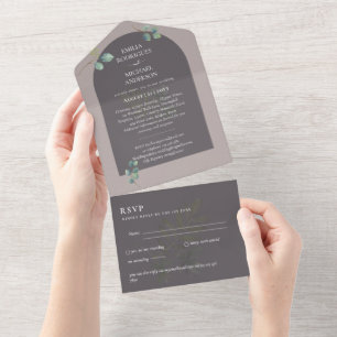 Invitation Tout En Un Moderne 3in1 Verdure Eucalyptus Mariage RSVP