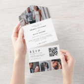 Invitation Tout En Un Moderne 4 Photo Collage Typographie Mariage élégan (Déchirure)