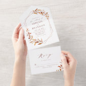 Invitation Tout En Un Moderne Automne vert Mariage géométrique Rustique (Déchirure)