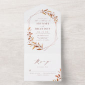 Invitation Tout En Un Moderne Automne vert Mariage géométrique Rustique (À l'intérieur)