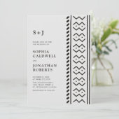 Invitation Tout en Un Moderne Boho Mudcloth Monogramme Mariag (Debout devant)