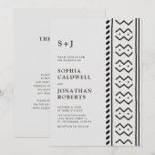 Invitation Tout en Un Moderne Boho Mudcloth Monogramme Mariag (Devant / Derrière)