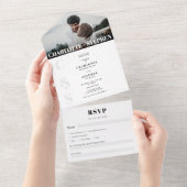 Invitation Tout En Un Moderne bold décontracté initiales mariage photo (Déchirure)