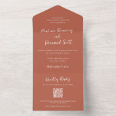 Invitation Tout En Un Moderne Burange Orange QR Code Simple Mariage (À l'intérieur)