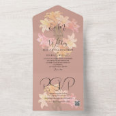 Invitation Tout En Un Moderne Burnt Orange Floral Simple Mariage élégant (À l'intérieur)