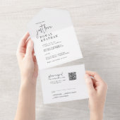 Invitation Tout En Un Moderne Chic noir blanc Juste aimer QR Code Mariag (Déchirure)