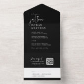Invitation Tout En Un Moderne Chic noir foncé Juste aimer QR Code Mariag (À l'intérieur)