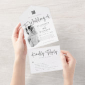 Invitation Tout En Un Moderne Chic Simple Photo QR Repas Option Mariage (Déchirure)