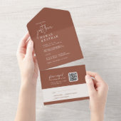 Invitation Tout En Un Moderne Chic Terracotta Just Love QR Code Mariage (Déchirure)
