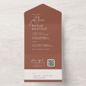 Invitation Tout En Un Moderne Chic Terracotta Just Love QR Code Mariage (À l'intérieur)