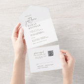 Invitation Tout En Un Moderne Chic Vert Blanc Juste Aimer QR Code Mariag (Déchirure)