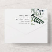 Invitation Tout En Un Moderne Chic vert feuillage Tropical Mariage (Verso)