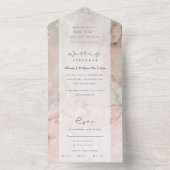 INVITATION TOUT EN UN MODERNE DUSKY BLUSH ROSE ROSE OR AGATE MARIAGE (À l'intérieur)