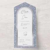 Invitation Tout En Un Moderne Dusty Blue & Snow Silver Foil No Dinner (À l'intérieur)