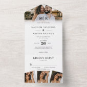 Invitation Tout En Un Moderne Elegant 4 Photo Classic Mariage (À l'intérieur)