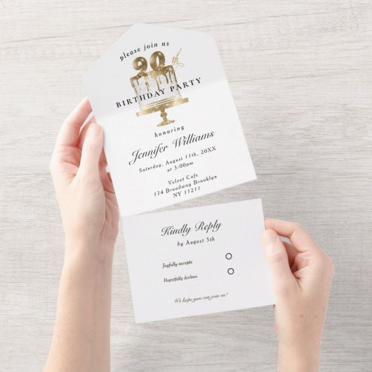 Invitation Tout En Un Moderne, élégant 90. le tout dans une seule invita (Déchirure)