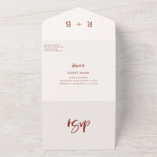 Invitation Tout En Un Moderne élégant mariage rose neige
