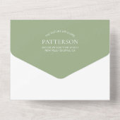 Invitation Tout En Un Moderne Elegant Sage Green 2 Photo RSVP Mariage (Verso)