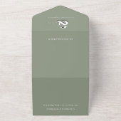 Invitation Tout En Un Moderne Elegant Sage Green QR Code Mariage (Dehors)