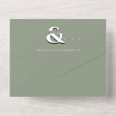 Invitation Tout En Un Moderne Elegant Sage Green QR Code Mariage (Verso)