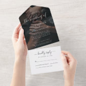 Invitation Tout En Un Moderne Élégant Script Calligraphie Mariage photo (Déchirure)