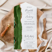 Invitation Tout En Un Moderne Hunter Green Gold Agate Repas Choice Maria