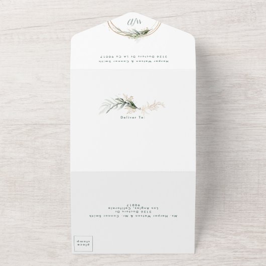 Invitation Tout En Un Moderne Lumière Moss Sage Verdure Eucalyptus Maria (Dehors)