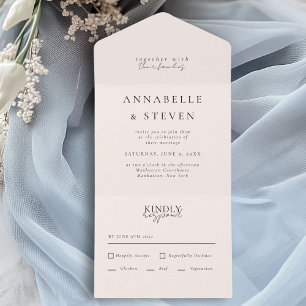 Invitation Tout En Un Moderne, Minimal, Beige, Mariage
