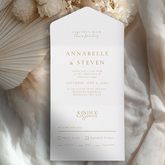 Invitation Tout En Un Moderne, minimaliste, blanc, Mariage
