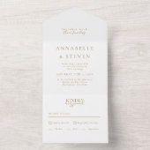 Invitation Tout En Un Moderne, minimaliste, blanc, Mariage (À l'intérieur)