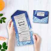 Invitation Tout En Un Moderne Pastel Bleu brillant Abstrait Mariage arti