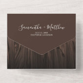 Invitation Tout En Un Moderne Rustique Bois extérieur Mariage QR Code (Verso)