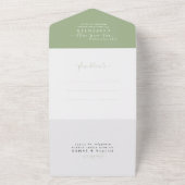Invitation Tout En Un Moderne Sage Green Élégant Script Mariage photo (Dehors)