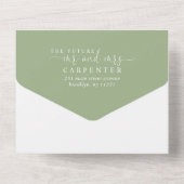 Invitation Tout En Un Moderne Sage Green Élégant Script Mariage photo (Verso)
