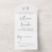 Invitation Tout En Un Moderne Script Calligraphie Monogramme Mariage (À l'intérieur)