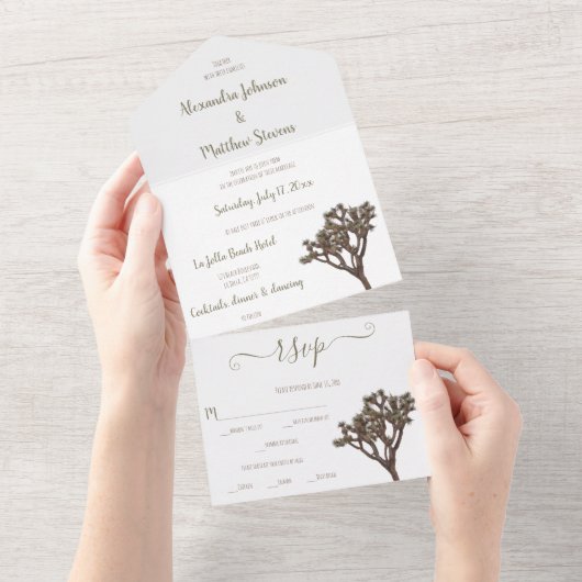 Invitation Tout En Un Moderne Simple Elegant Couleur Joshua arbre Silhou (Déchirure)