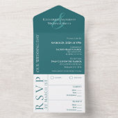 Invitation Tout En Un Moderne simple Mariage vert émeraude (À l'intérieur)