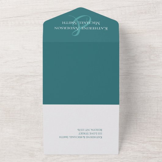 Invitation Tout En Un Moderne simple Mariage vert émeraude (Dehors)