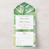 Invitation Tout En Un Moderne Tropical Island Palm Mariage (À l'intérieur)